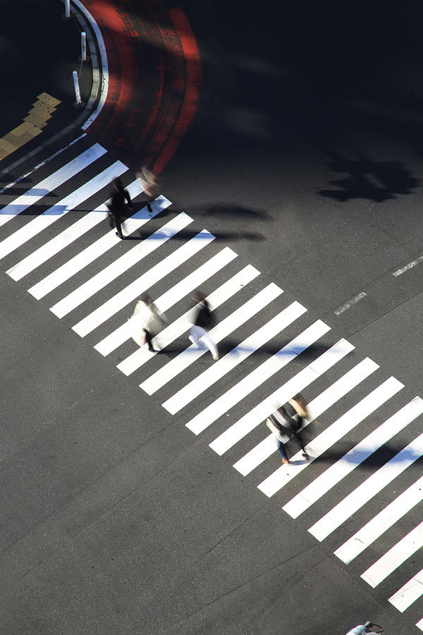 High angle view of pedestrians crossing Shibuya street Photograph by Runstudio