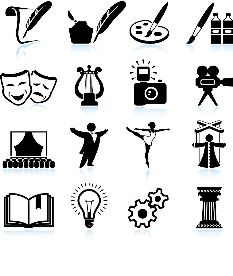 High Art Culture and creativity black & white icon set Drawing by Bubaone