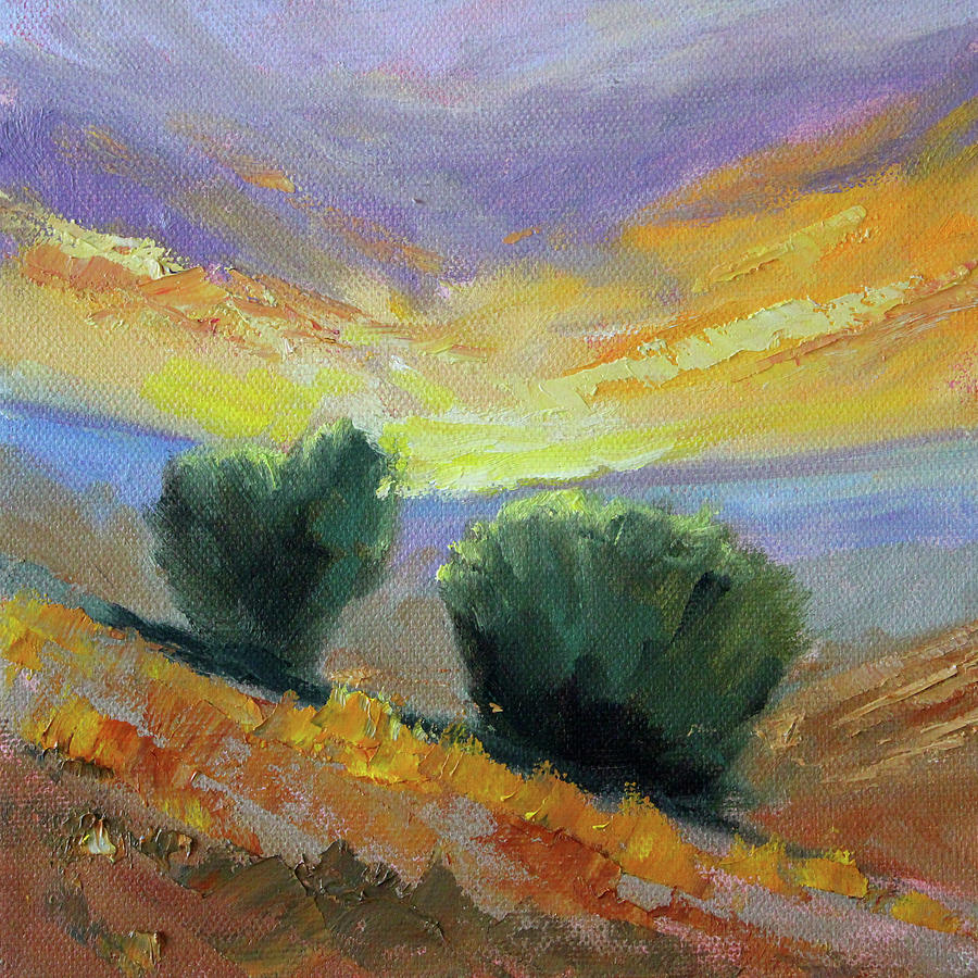 Sunset Painting - High Desert Sunset by Nancy Merkle