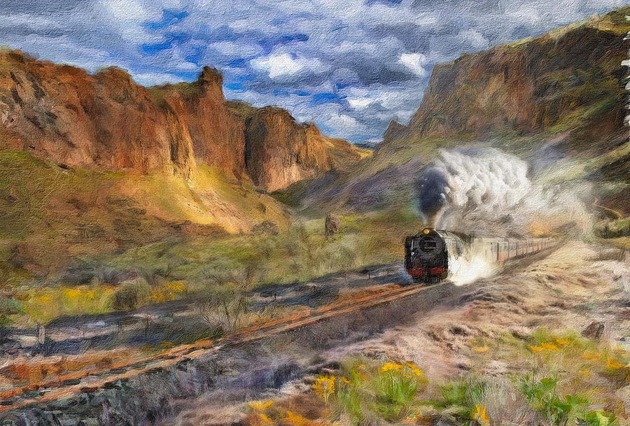 High Desert Train Digital Art by Russ Harris