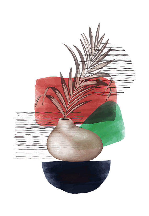 Abstract Digital Art - High Detailed Boho Tropical Palm Leaf by Mounir Khalfouf
