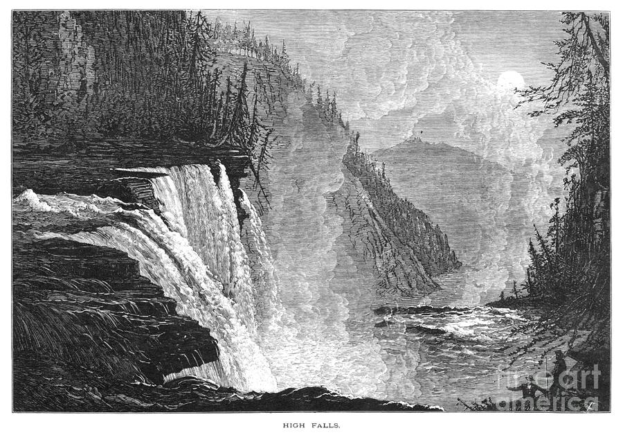 High Falls, New York Drawing by Harry Fenn