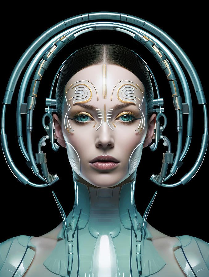 High Fashion Model 05 Cyborg Woman Digital Art by Matthias Hauser