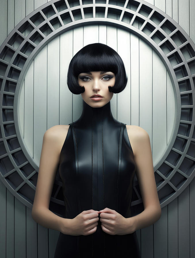 High Fashion Model 13 Black Dress Digital Art by Matthias Hauser
