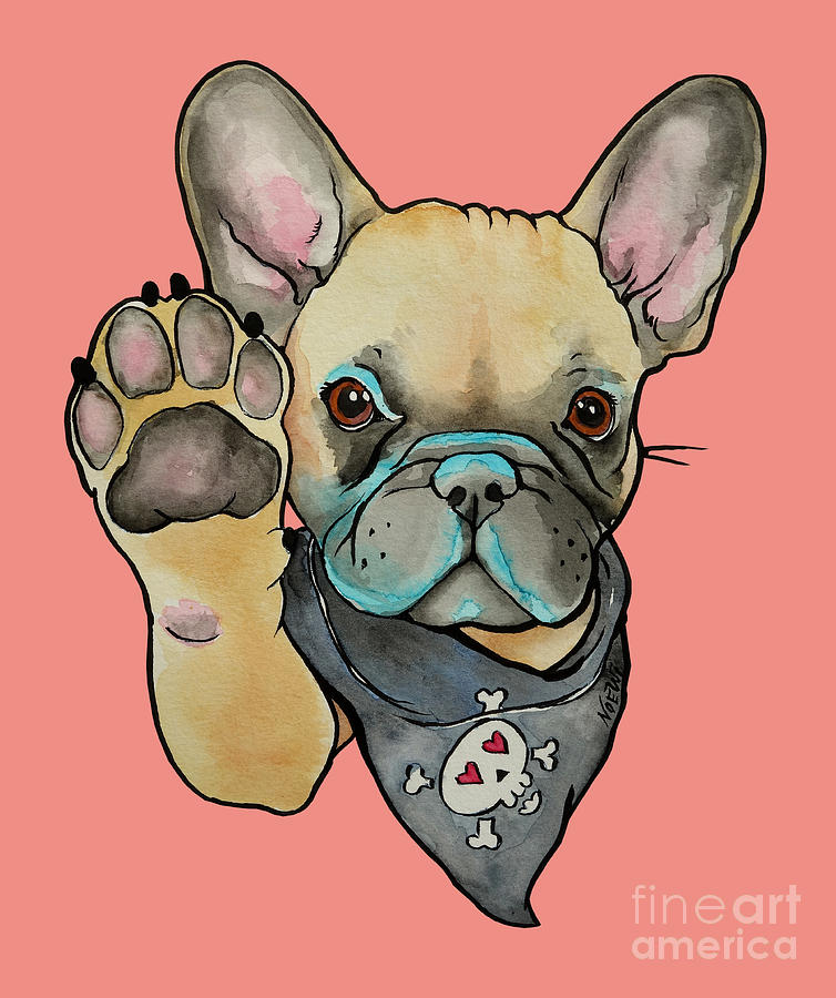 French Bulldog Painting - High Five French Bulldog Fawn by Jindra Noewi