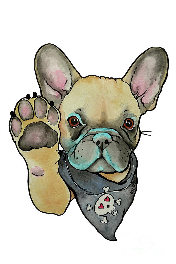 High Five French Bulldog Fawn on white Painting by Jindra Noewi