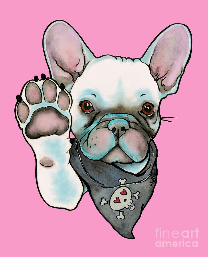 High Five French Bulldog White Digital Art by Jindra Noewi
