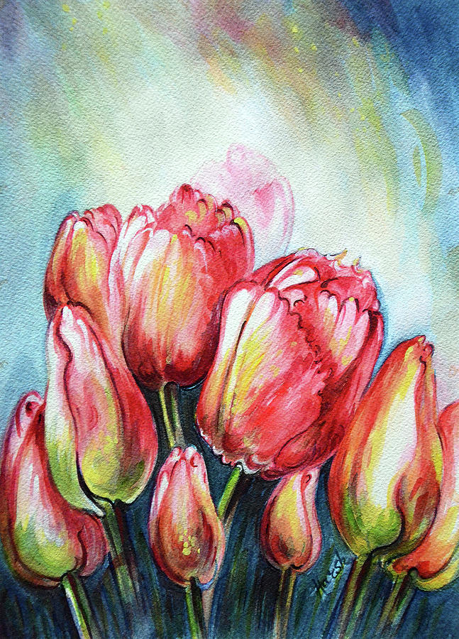 Tulips Painting - Tulips - High in the sky by Harsh Malik Tulips Painting - Tulips - High in the sky by Harsh Malik