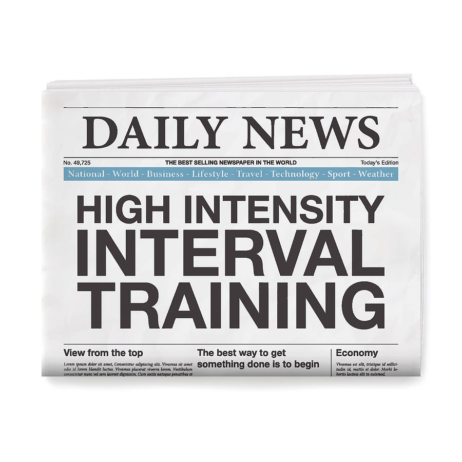 High Intensity Interval Training Headline. Newspaper isolated on White Background Drawing by Bgblue