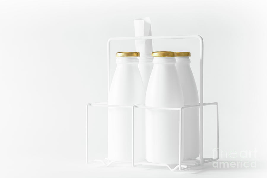 White trash - recycled milk bottles artwork 0130 Photograph by Simon Bratt