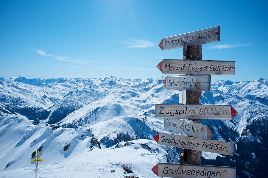 High mountains sign in the Alps Photograph by Ra-photos