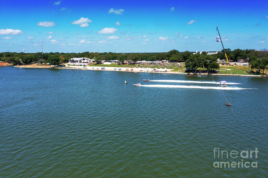 High performance drag boats compete during quartermile races on Lake