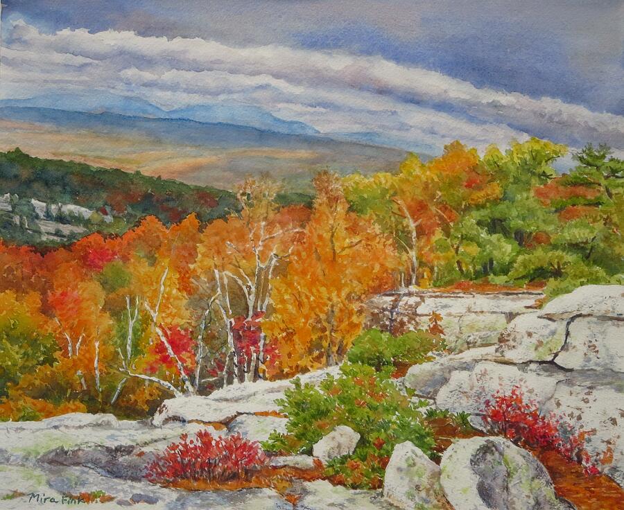 Tree Painting - High Peterskill, Autumn Mohonk Preserve by Mira Fink