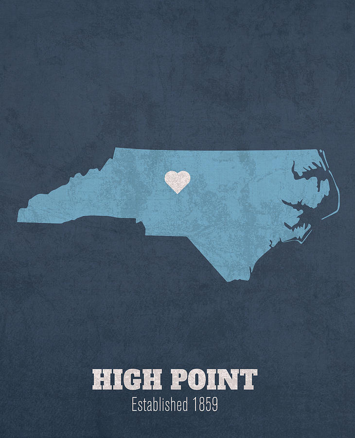 High Point North Carolina City Map Founded 1859 UNC Color Palette Mixed