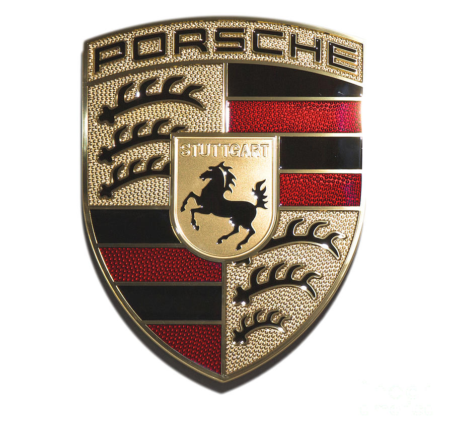 High Res Porsche Emblem Isolated Photograph