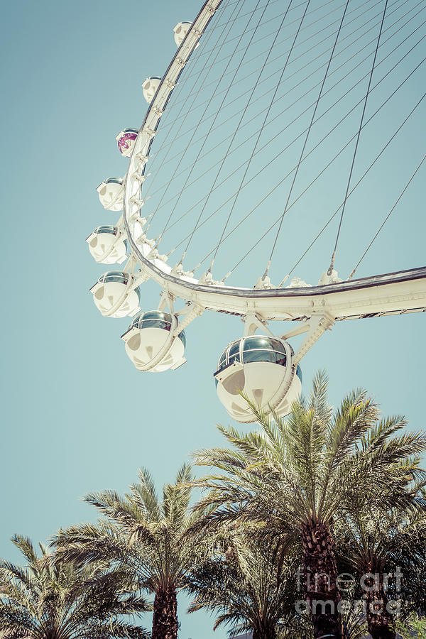 Las Vegas Photograph - High Roller Ferris Wheel Las Vegas Retro Photo by Paul Velgos