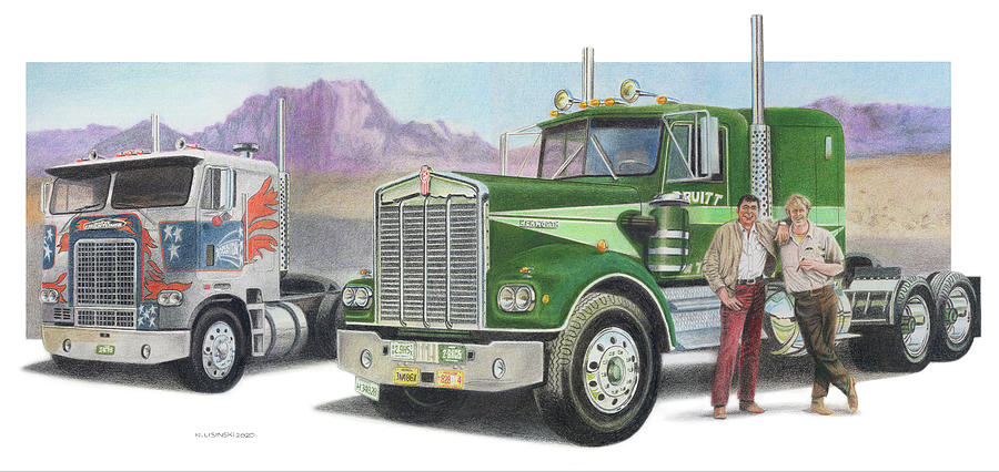 Truck Drawing - High Rollers by Norb Lisinski