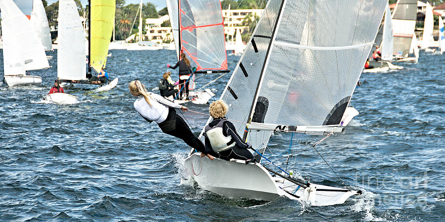 High School Children Sailing Racing Photograph by Geoff Childs