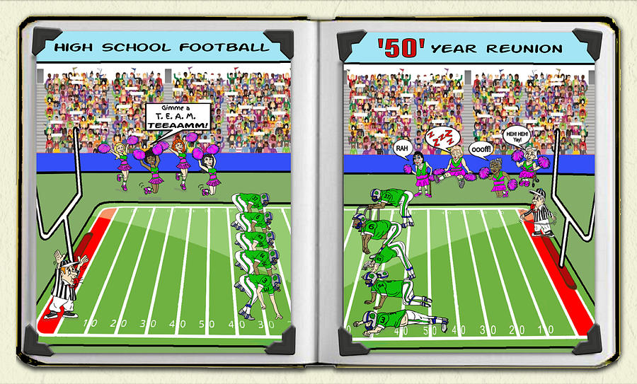 High School Football 50-Year Reunion - Whimsical Mixed Media by Kelly Mills