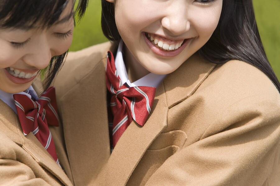 High School Girls Hugging and Smiling Photograph by Daj