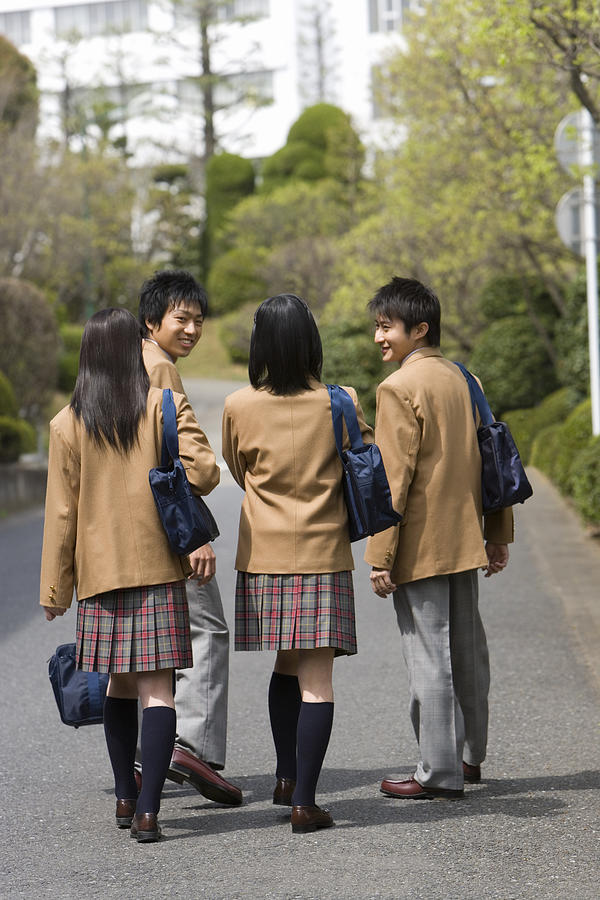 High School Students Walking on Street Together Photograph by Daj