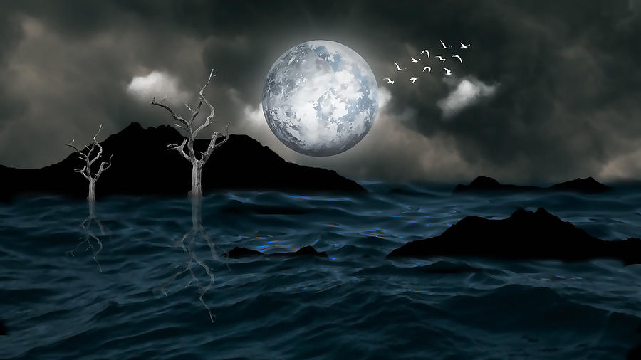 High Seas At Night Mixed Media by Marvin Blaine