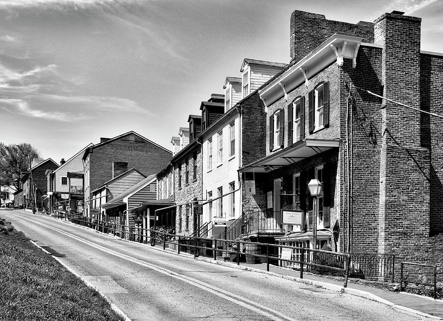 High Street - Harpers Ferry - Monochrome Photograph by Brendan Reals