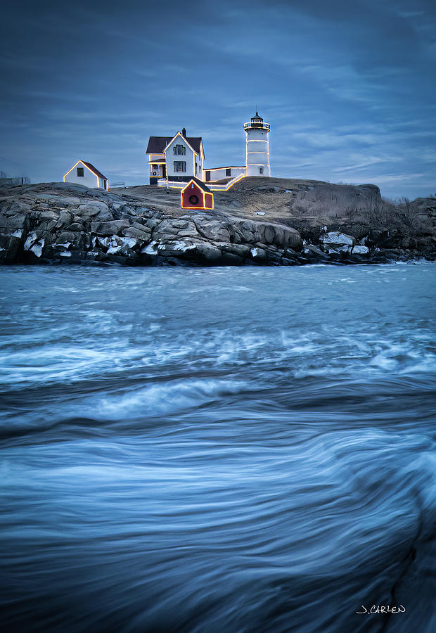 High Tide at Nubble Light Photograph by Jim Carlen