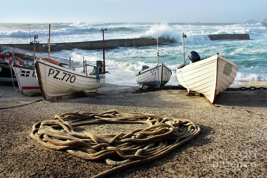 Boat Photograph - High Tide in Sennen Cove Cornwall by Terri Waters
