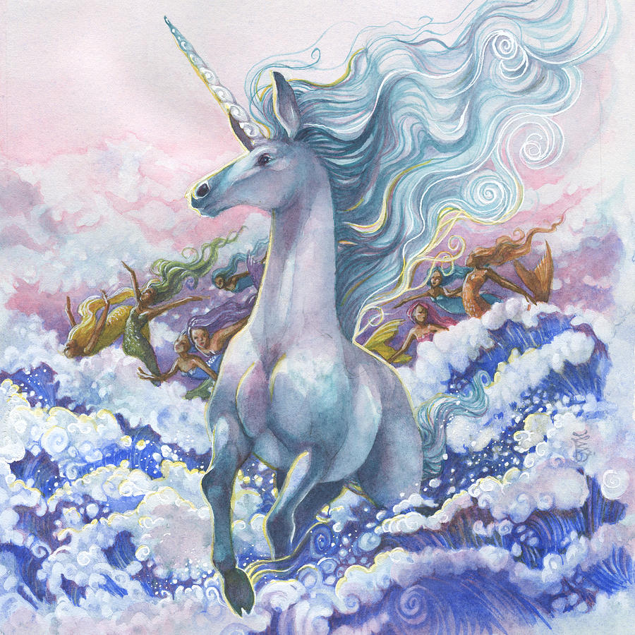 Unicorn Painting - High Tide by Sara Burrier