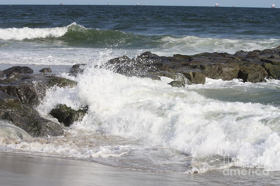 High Tide Surf Rolling In At Long Beach Photograph by Barbra Telfer