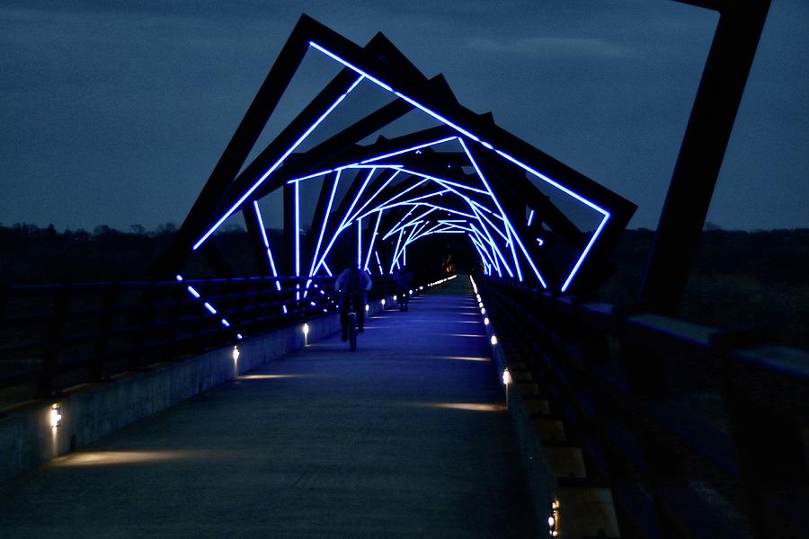 High Trestle Trail Bridge at Night Photograph by Dave Jonasen - Fine ...