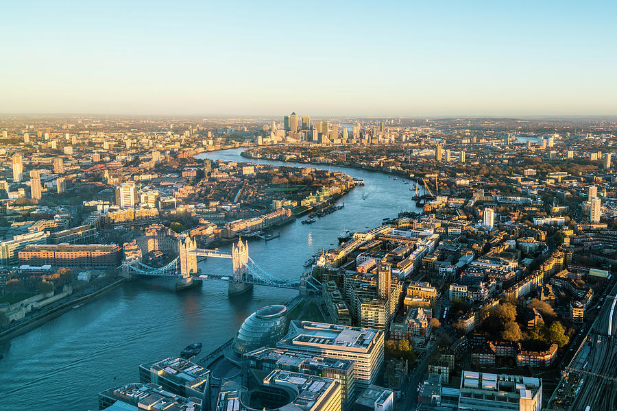 High view of London skyline along the River Thames Photograph by Fraser ...