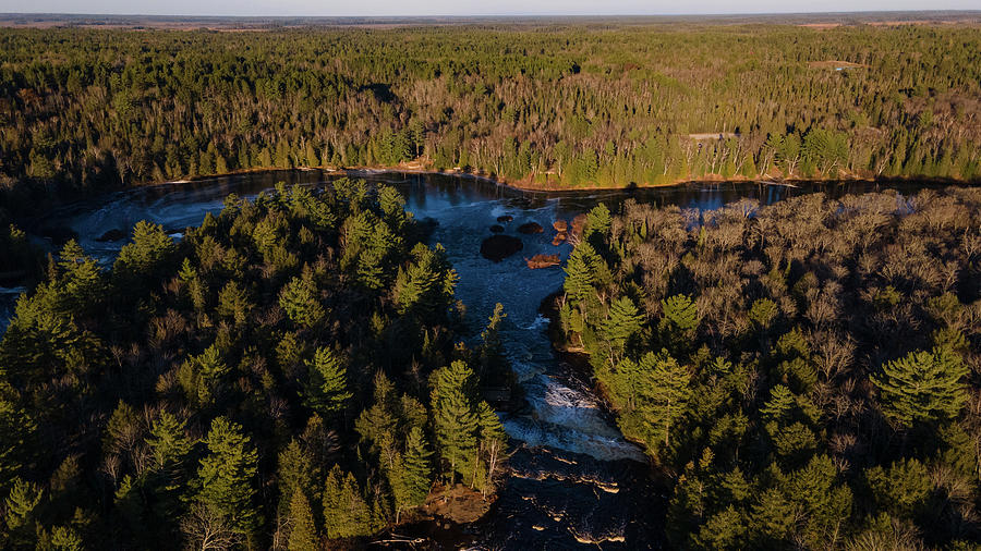 High view of Tahquamenon Falls at sunset Photograph by Eldon McGraw