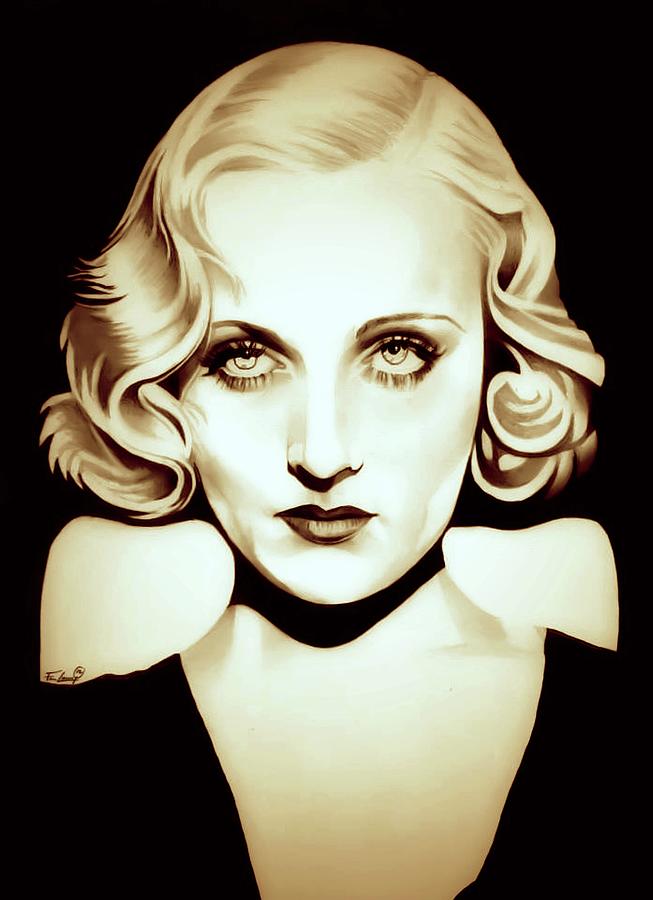 High Voltage - Carole Lombard - Golden Age Edition Drawing by Fred Larucci