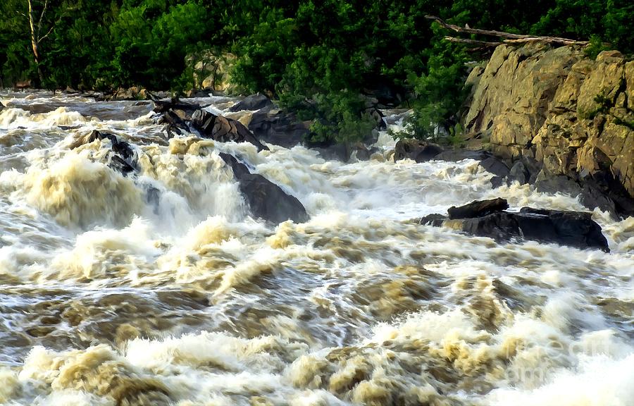 High water at Great Falls of the Potomac after heavy rain Photograph by William Kuta