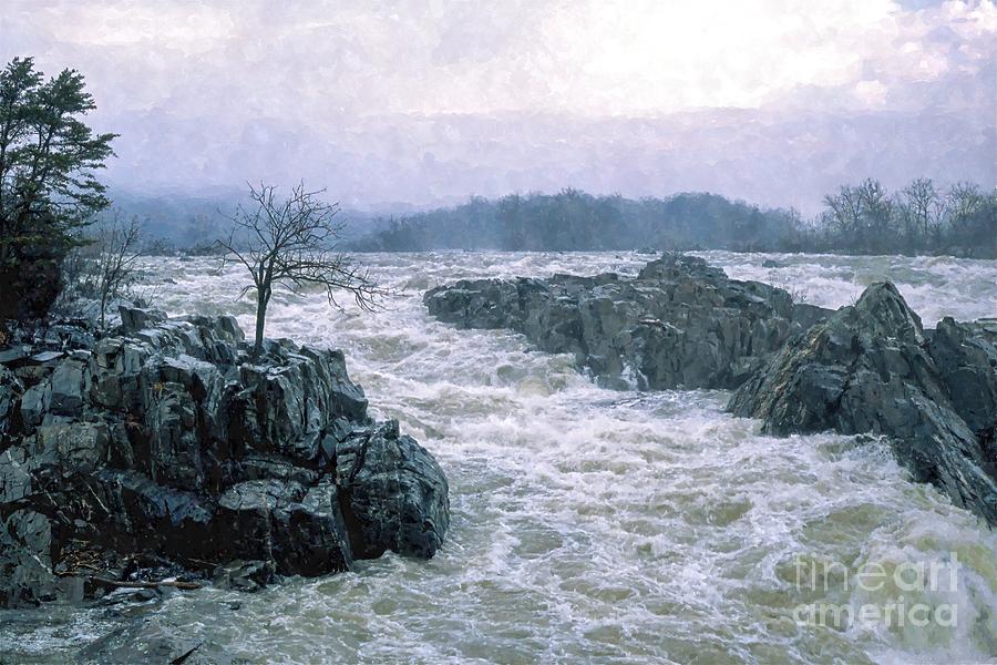 High water at Great Falls of the Potomac viewed from the Virginia side Photograph by William Kuta