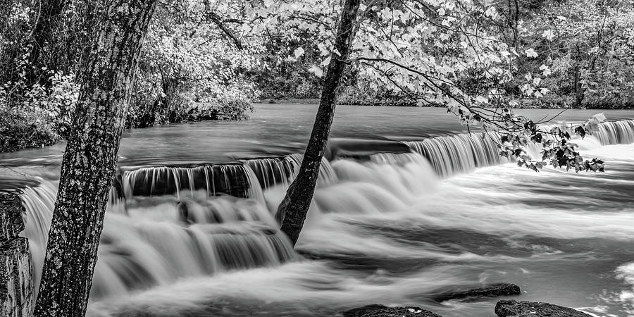 Black And White Photograph - High Water at Natural Dam Falls Infrared Panorama by Gregory Ballos