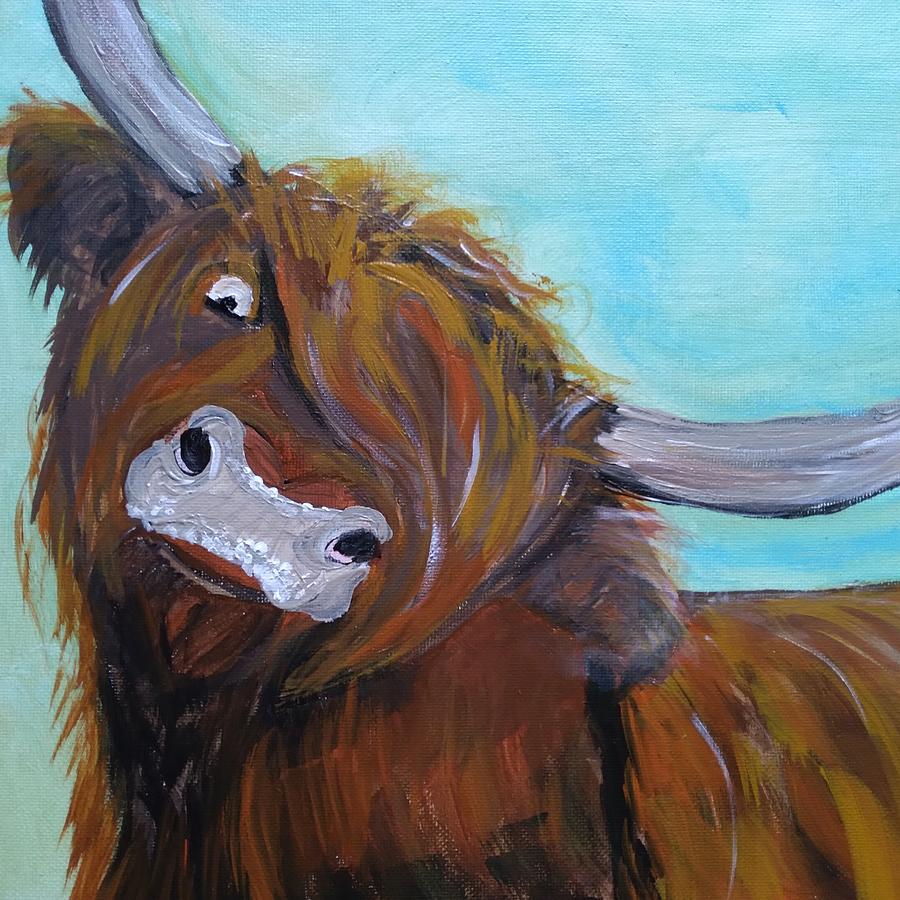 Highland calf Painting by Barbara Fincher