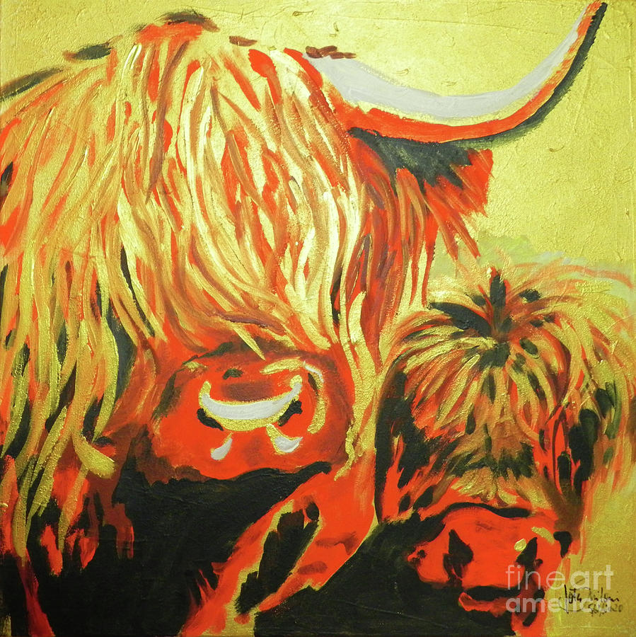Highland Cattle Painting by Jolanta Shiloni