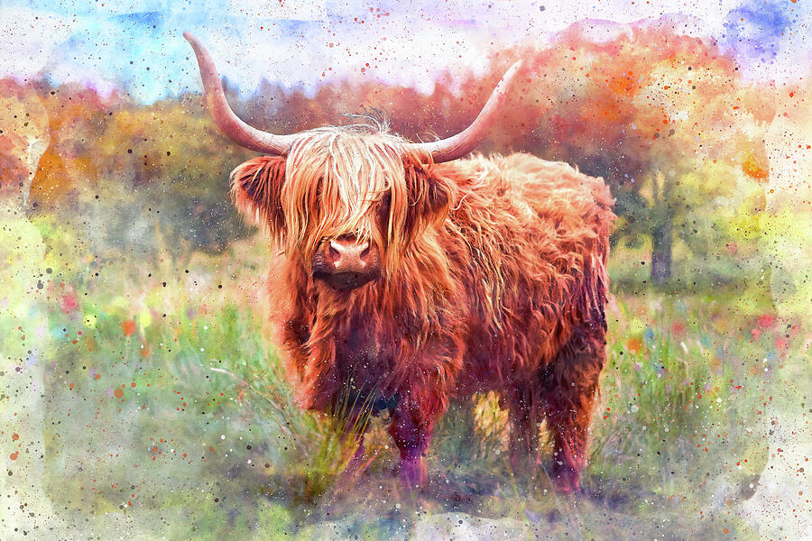 Highland Coo Watercolor  Photograph by Carol Japp