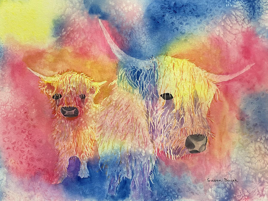 Highland Coos Painting by Susan Bauer
