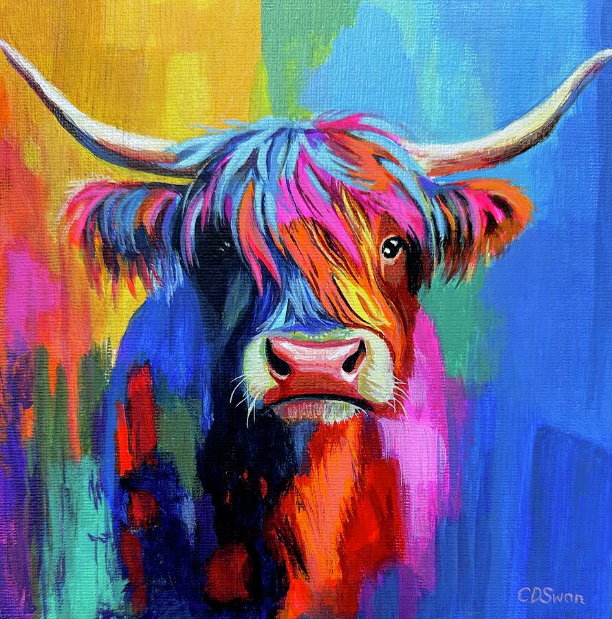 Highland Cow in Colour Painting by Caroline Swan Highland Cow in Colour Painting by Caroline Swan