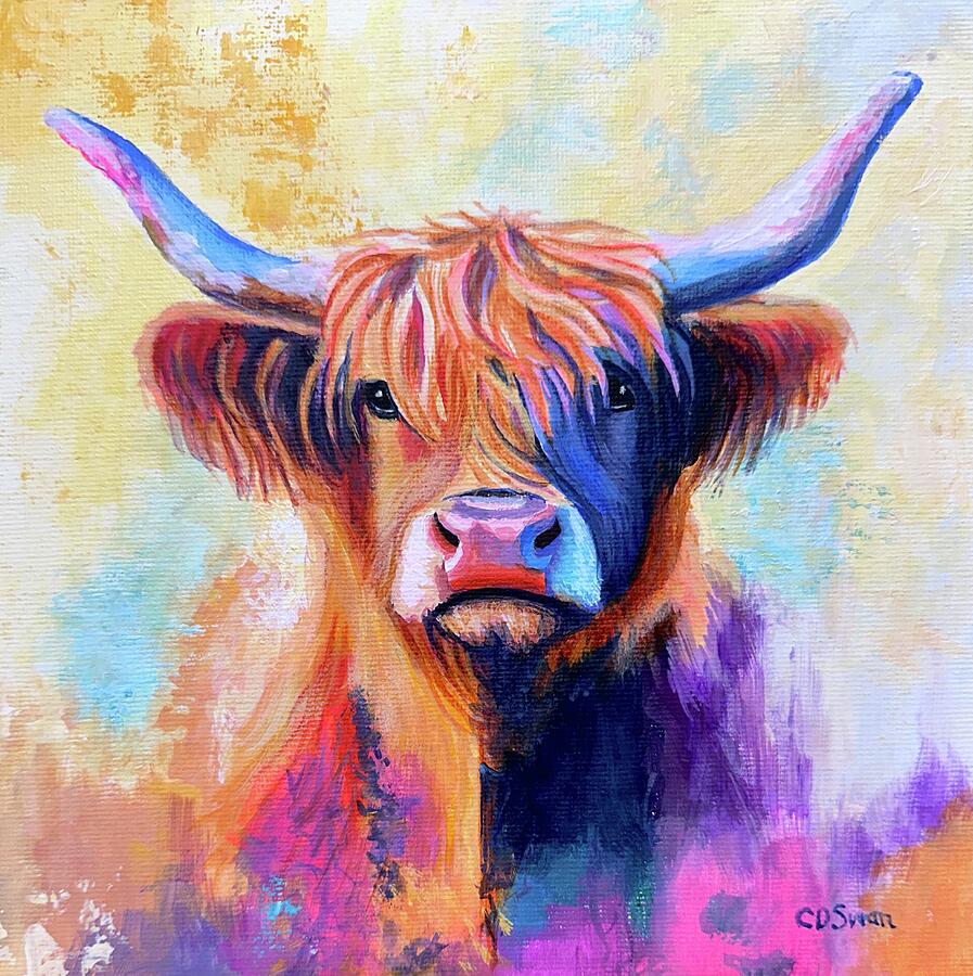 Highland Cow in the Pale Painting by Caroline Swan Highland Cow in the Pale Painting by Caroline Swan