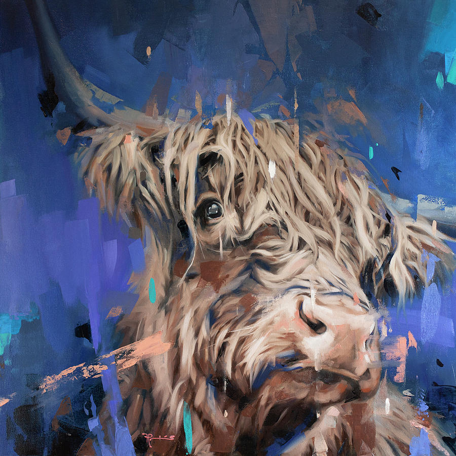 Highland Cow Purple Painting by Frank Pretorius | Fine Art America