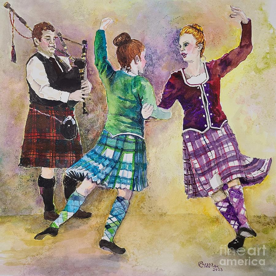 Highland dance contest Painting by Merana Cadorette - Fine Art America