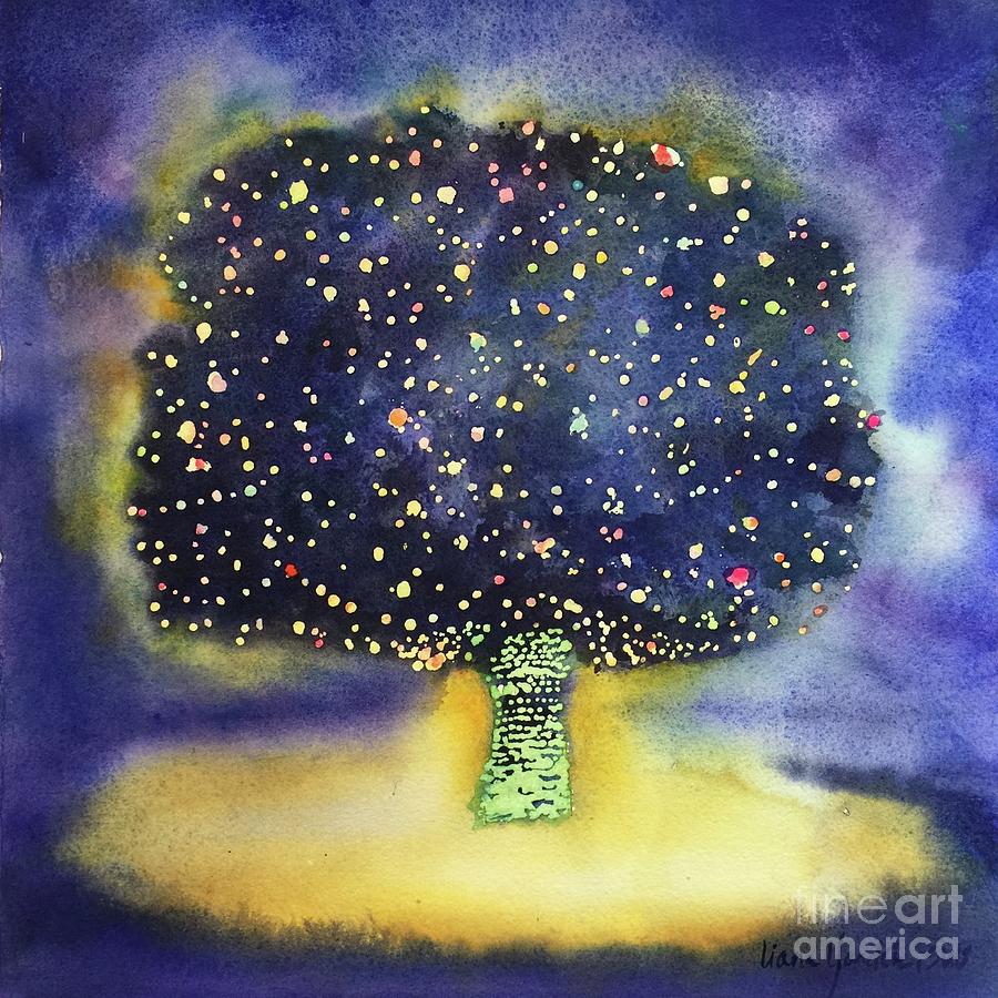 Highland Park Tree Lighting Painting by Liana Yarckin