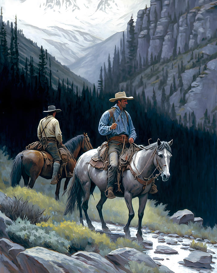 Man On Horseback Digital Art - Highland Trailblazers by TintoDesigns