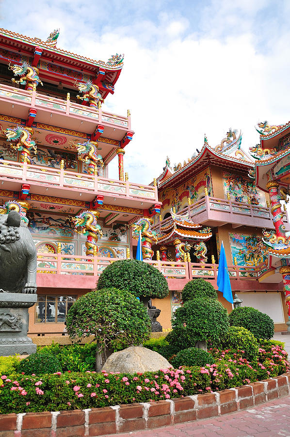 Highly colorful and decorative Chinese Temple Photograph by Tigger11th