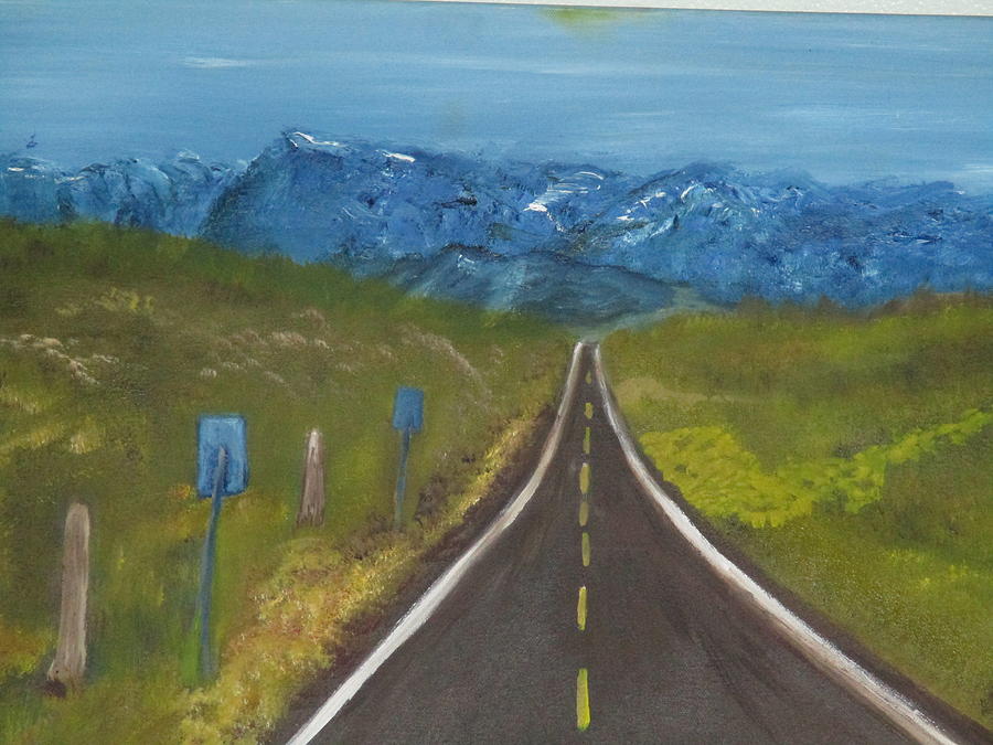 Highway 50, loneliest road in America  Painting by Elizabeth Simpson